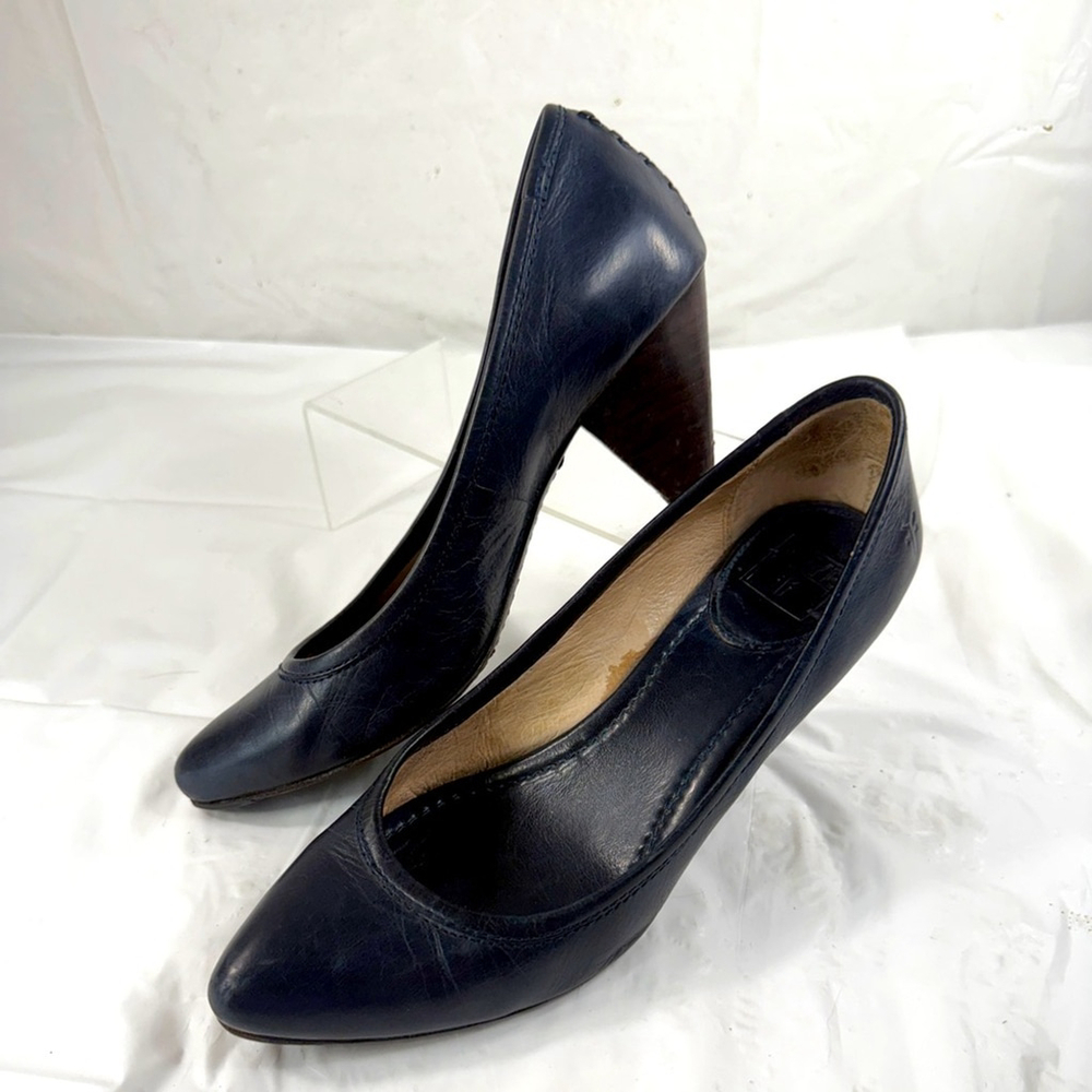 Frye Navy Blue Leather Heels
